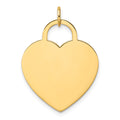 14K Polished Engravable 23mm Heart Disc Pendant, 35 x 22 mm