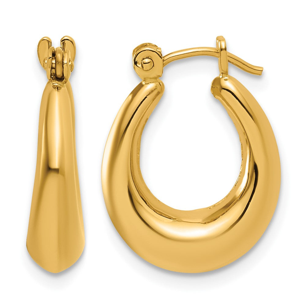 14k Polished Oval Hollow Hoop Earrings, 9 x 5 mm