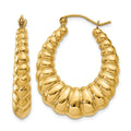 14k Polished Scalloped Hoop Earrings, 29.75 x 5.5 mm