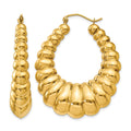 14k Polished Scalloped Hoop Earrings, 41 x 9 mm