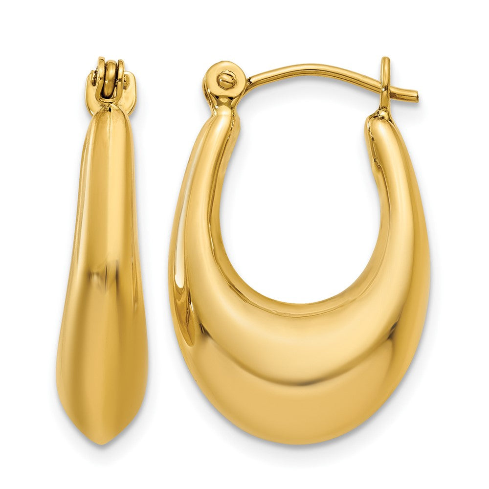14k Polished Hoop Earrings, 9 x 5 mm
