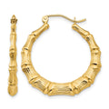 14k Polished Bamboo Hoop Earrings, 27.5 x 3.75 mm