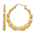 14k Polished Bamboo Hoop Earrings, 42.75 x 5 mm