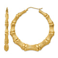 14k Polished Bamboo Hoop Earrings, 55 x 6.75 mm