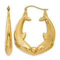 14k Polished Dolphin Hoop Earrings, 39 x 6 mm
