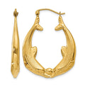 14k Polished Dolphin Hoop Earrings, 33 x 4.5 mm