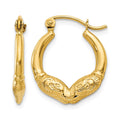 14k Ram Head Hoop Earrings, 17.75 x 2.75 mm