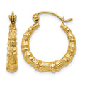 14k Polished Bamboo Design Hollow Hoop Earrings, 17 x 3.75 mm