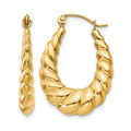 14k Polished Twisted Hollow Hoop Earrings, 26 x 4 mm