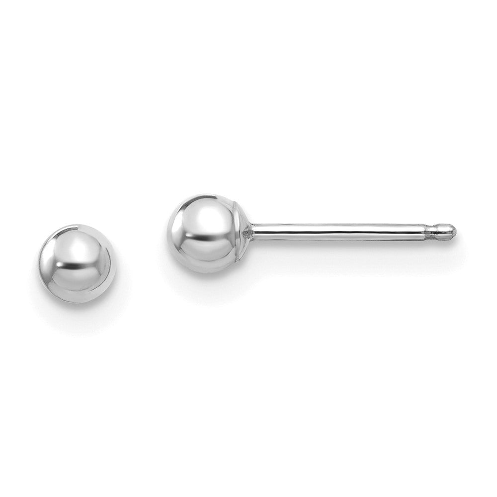 14k White Gold Madi K Polished 3mm Ball Post Earrings, 3 x 3 mm