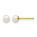 14k Madi K 3-4mm White Round Freshwater Cultured Pearl Post Earrings with Silicone Backs