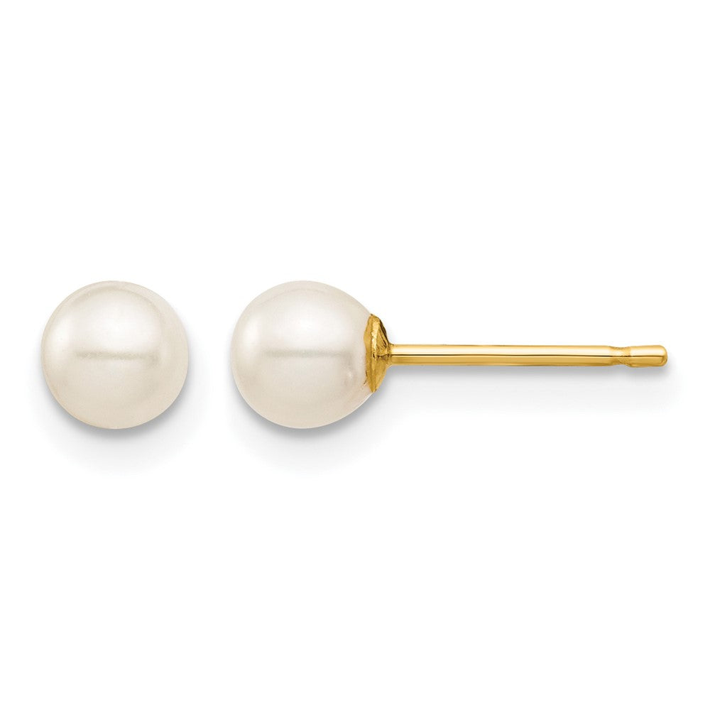 14k Madi K 4-5mm White Round Freshwater Cultured Pearl Post Earrings with Silicone Backs