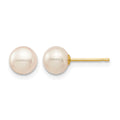 14k Madi K 6-7mm White Round Freshwater Cultured Pearl Post Earrings with Silicone Backs