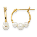 14k Madi K 4-6mm White Semi-Round Freshwater Cultured 3-Pearl Hoop Earrings, 15 x 4 mm