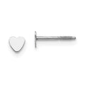 14k White Gold Madi K Tiny 4mm Heart Baby Screwback Post Earrings, 4 x 4 mm