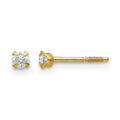 14k Madi K 2.25mm Round CZ Baby Screwback Post Earrings, 3 x 3 mm