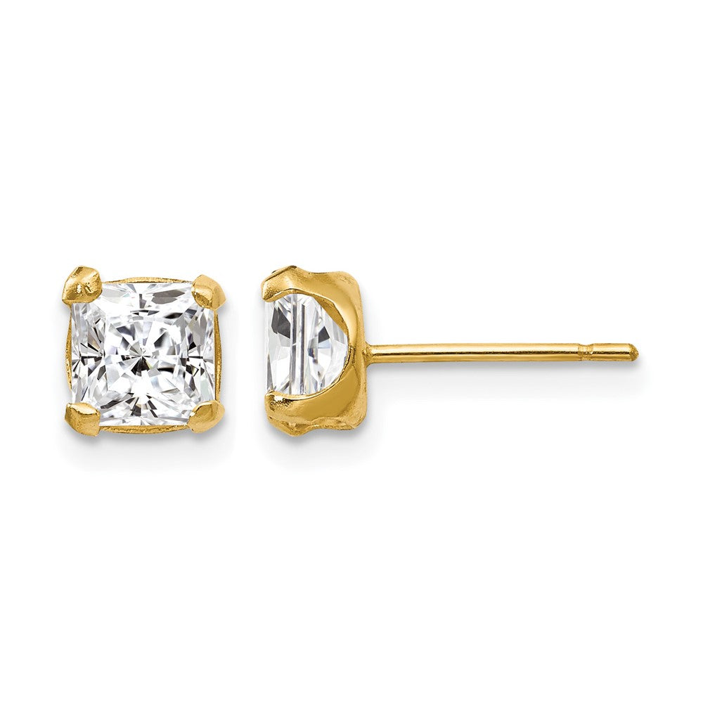 14k Madi K 5mm Square CZ Post Earrings, 5 x 5 mm