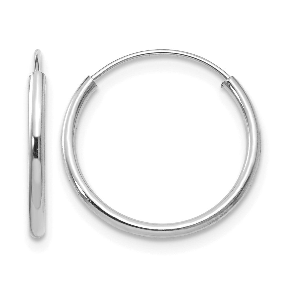14k Madi K White Gold 1.25x15mm Endless Hoop Earrings, 15 x 15 mm