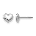 14k Madi K White Gold Small 6mm Puffed Heart Childrens Screwback Post Earrings, 6 x 6 mm
