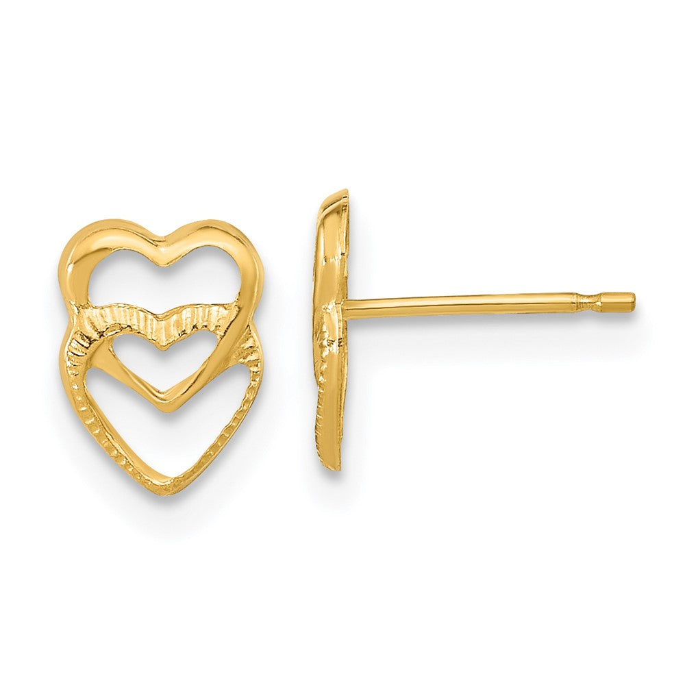 14k Madi K Hearts Childrens Post Earrings, 8 x 6 mm