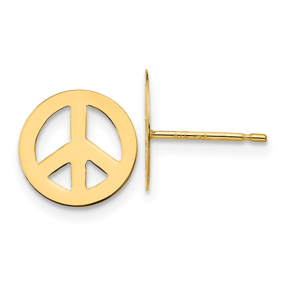14k Madi K Peace Sign Childrens Post Earrings, 10 x 10 mm