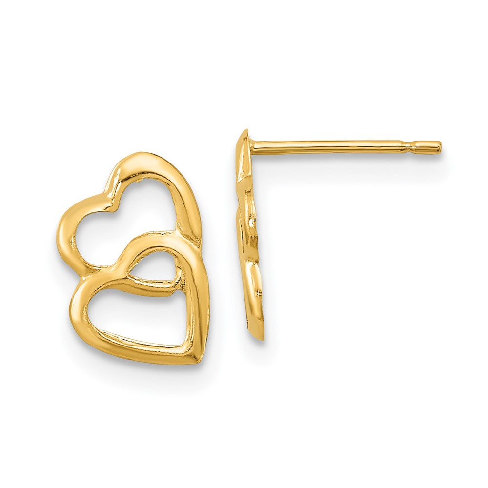 14k Madi K Hearts Childrens Post Earrings, 10 x 8 mm