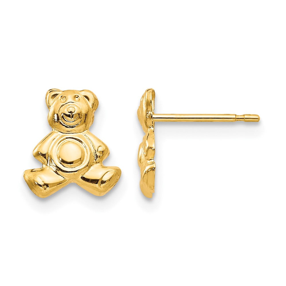 14k Madi K Teddy Bear Childrens Post Earrings, 10 x 8 mm