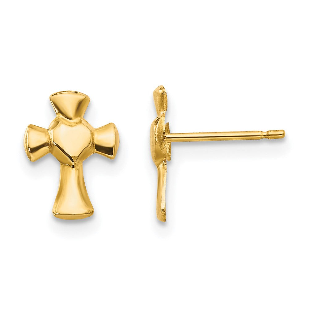 14k Madi K Heart Cross Childrens Post Earrings, 10 x 6 mm