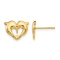 14k Madi K Heart Dolphins Childrens Post Earrings, 10 x 8 mm
