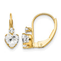 14k Madi K CZ Heart Childrens Leverback Earrings, 15 x 5 mm
