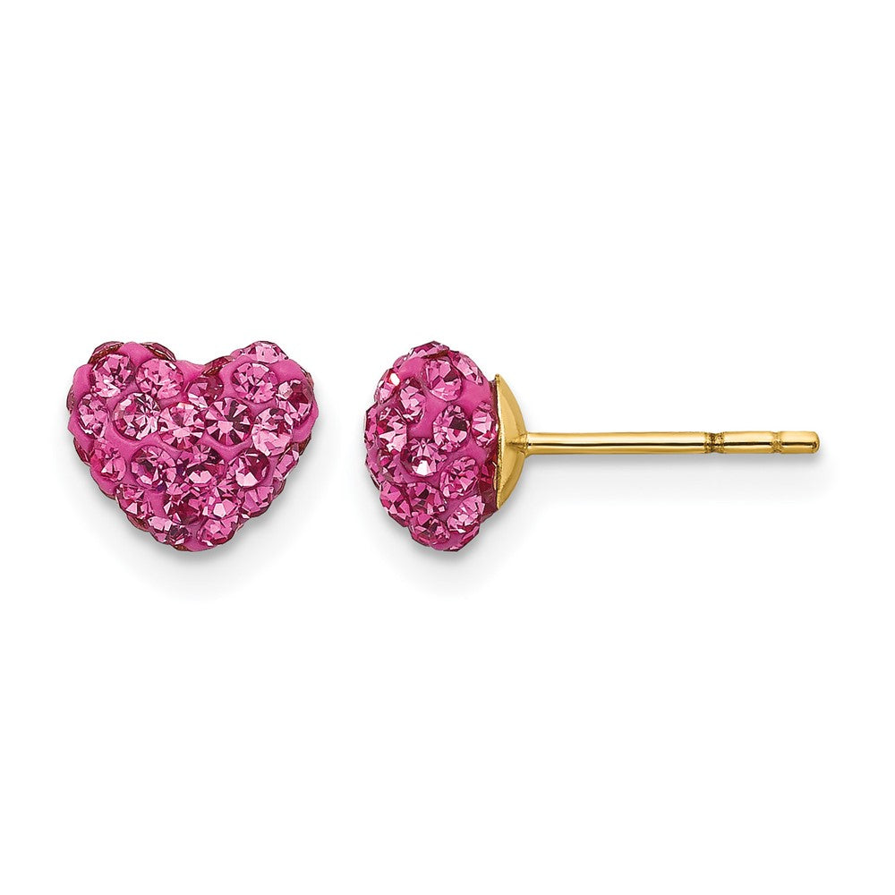 14k Madi K Multi Pink Crystal Heart Post Earrings, 7 x 7 mm