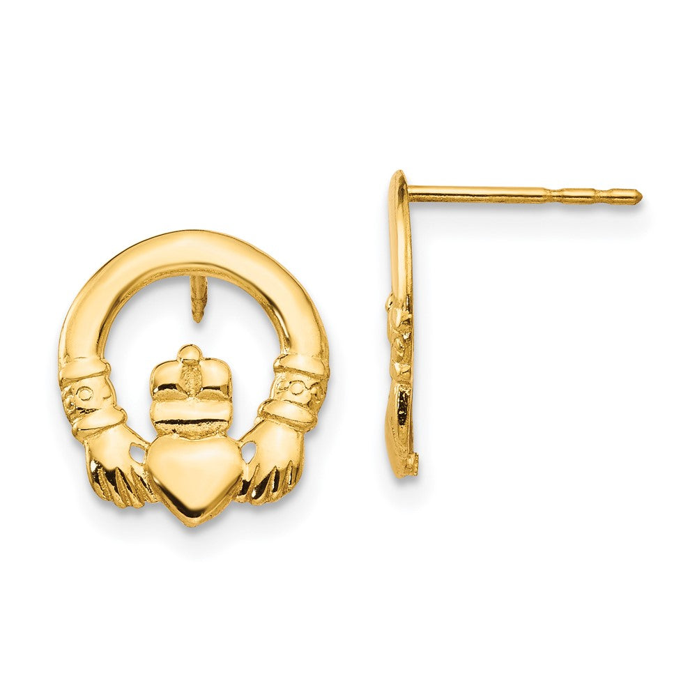 14k Madi K Claddagh Post Earrings, 11 x 11 mm