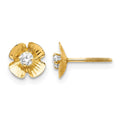 14k Madi K Flower 2.5mm CZ Childrens Post Earrings, 7 x 7 mm