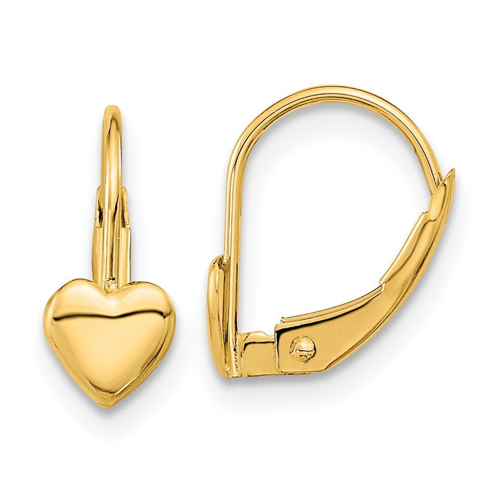 14k Madi K 5.00mm Heart Childrens Leverback Earrings, 12 x 5 mm