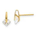 14ky Madi K Childrens Polished Square CZ Post Earrings, 9 x 5.45 mm