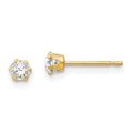 14k Madi K 3mm Round CZ Stud Post Earrings, 3 x 3 mm