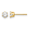 14k Madi K 4mm Round CZ Stud Post Earrings, 4 x 4 mm