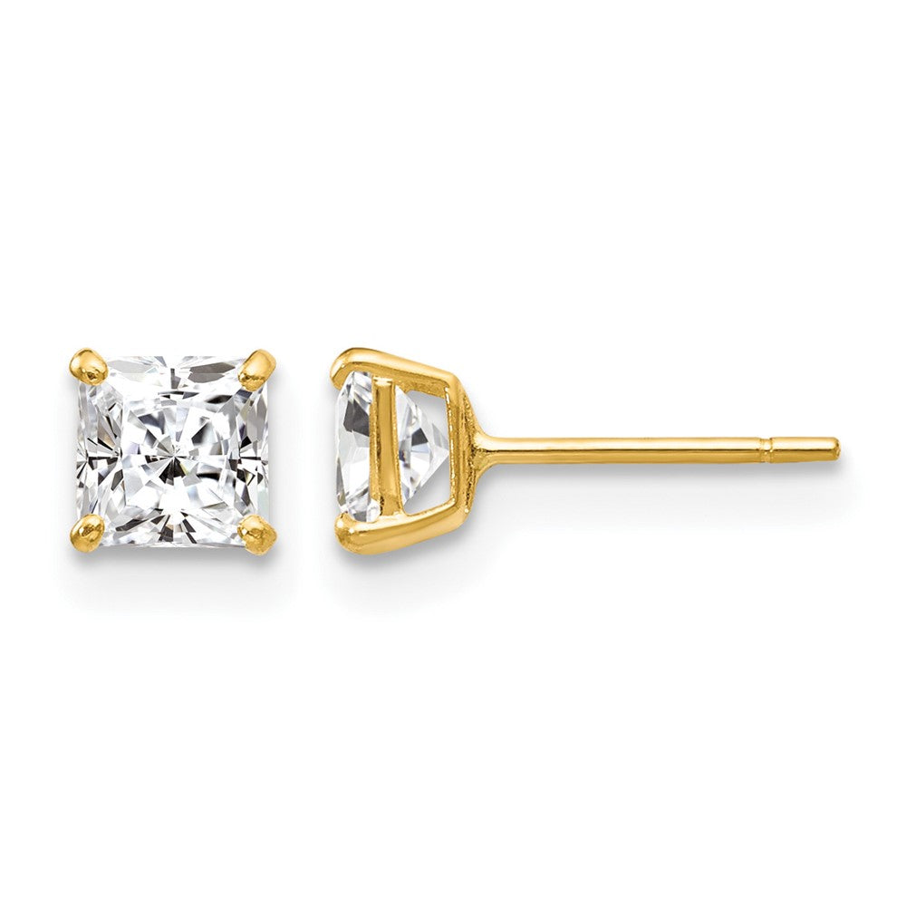 14k Madi K 4mm Square CZ Stud Post Earrings, 4 x 4 mm