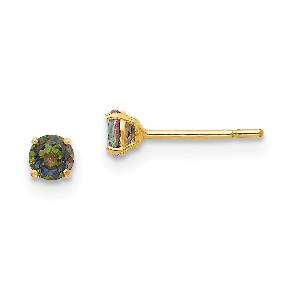 14k Madi K 3mm Round Mystic Topaz Post Earrings, 3 x 3 mm