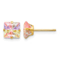 14k Madi K 6mm Square Multi-color CZ Post Earrings, 6 x 6 mm