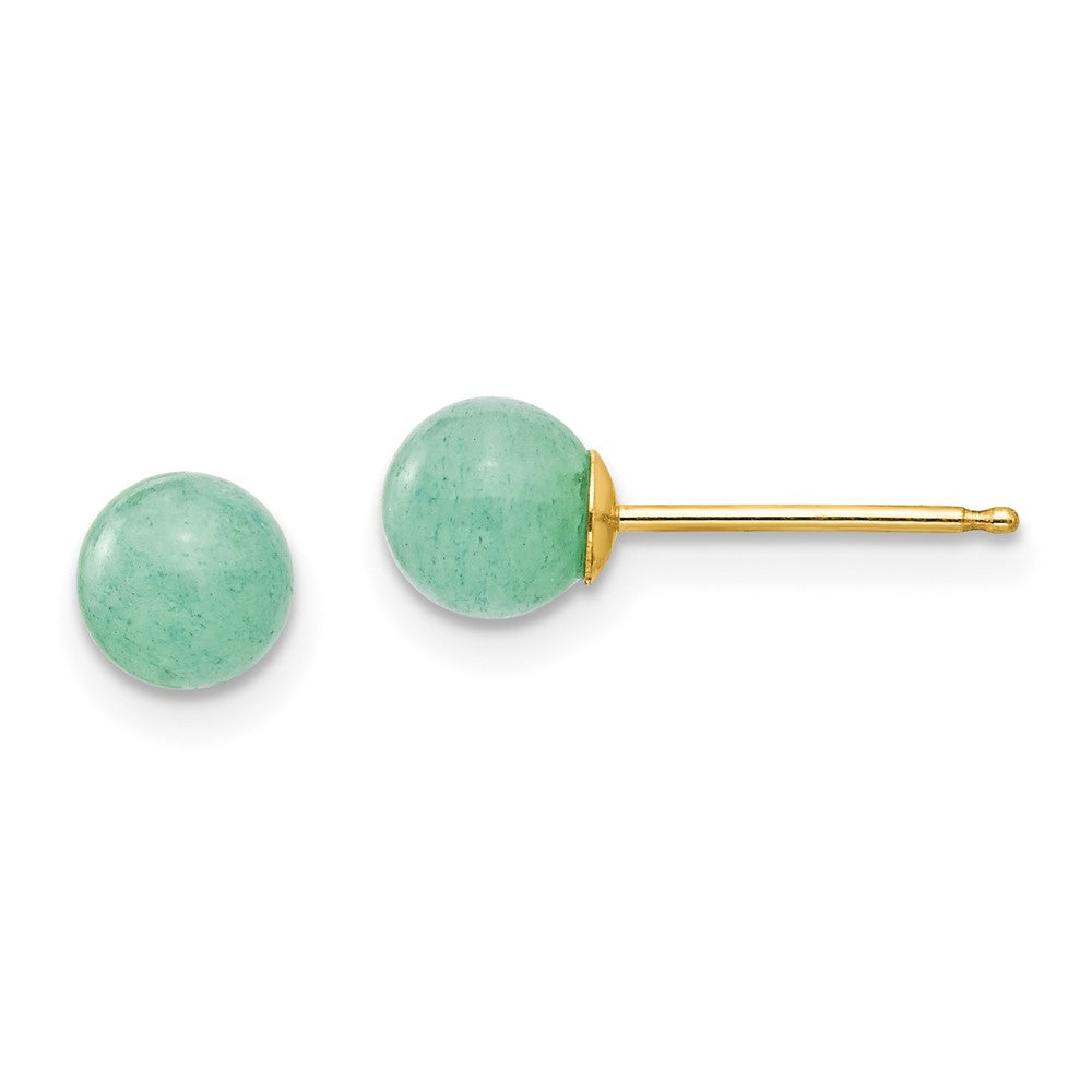 14k Madi K 5mm Round Green Natural Stone Post Earrings, 5 x 5 mm