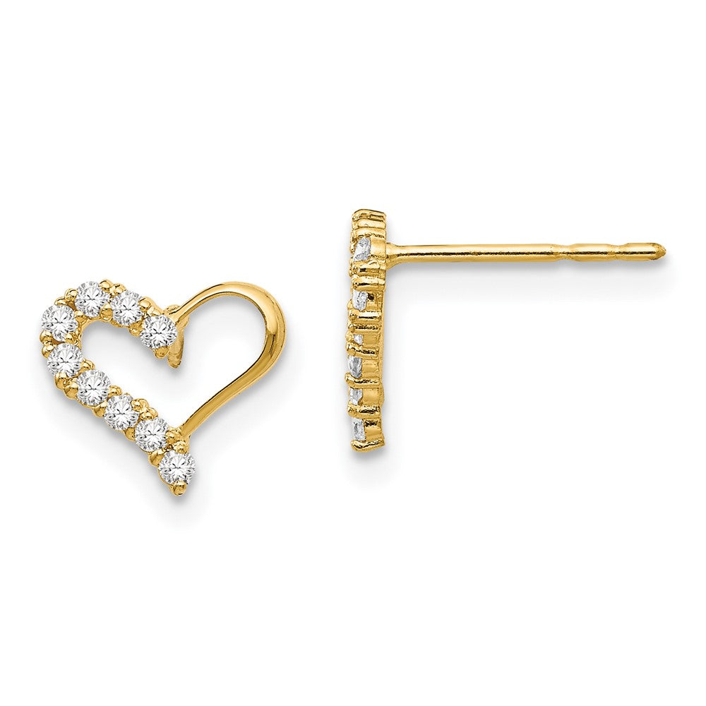 14k Madi K CZ Heart Childrens Post Earrings, 7 x 8 mm