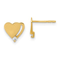 14ky Madi K Childrens Polished CZ Heart Post Earrings, 7.9 x 8.15 mm