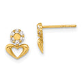 14ky Madi K Childrens Polished CZ Heart Post Earrings, 8.5 x 6.55 mm