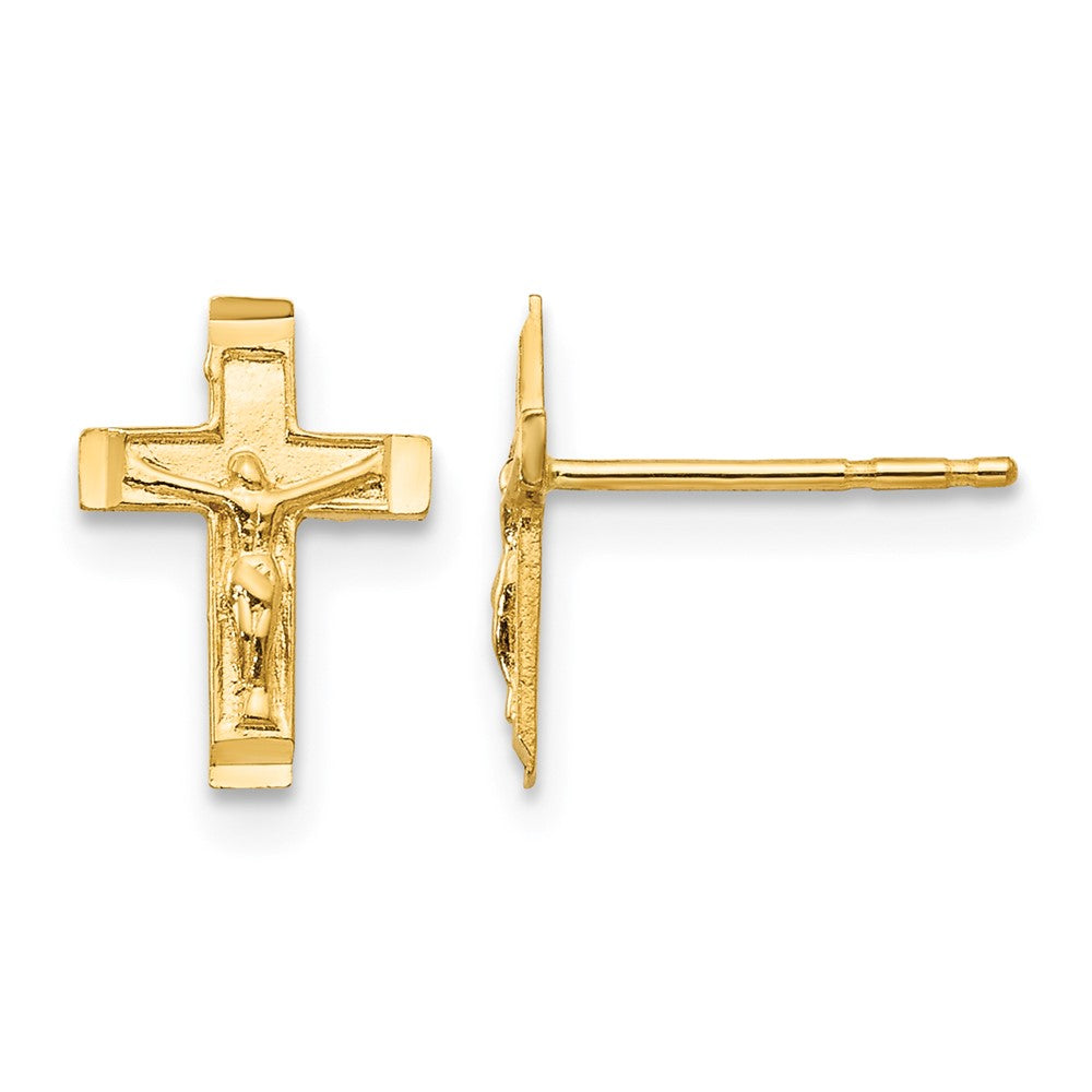 14k Madi K Crucifix Post Earrings, 10 x 8 mm