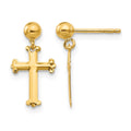 14k Madi K Cross Dangle Childrens Post Earrings, 14 x 8 mm