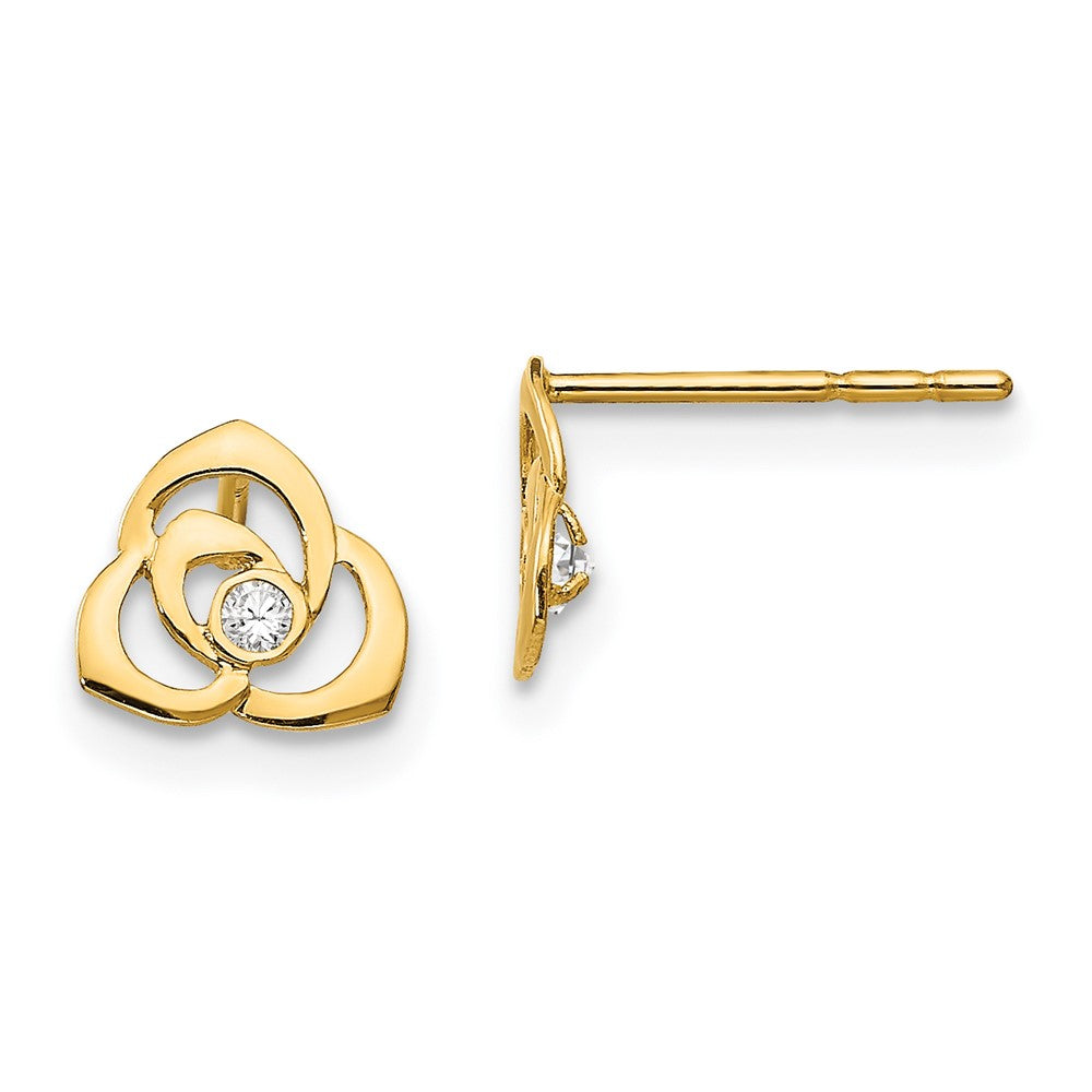 14k Madi K CZ Flower Post Earrings, 6 x 7 mm