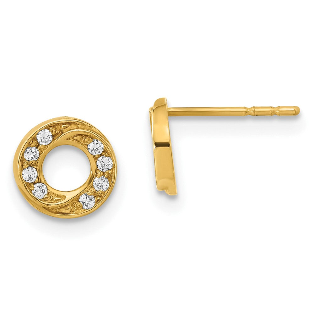 14ky Madi K Childrens Polished CZ Circle Post Earrings, 6.8 x 7 mm