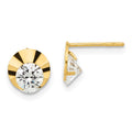 14ky Madi K Childrens Polished Diamond-cut CZ Circle Post Earrings, 7.2 x 7 mm