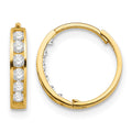 14k Madi K CZ 2x11mm Hinged Hoop Earrings, 11 x 12 mm